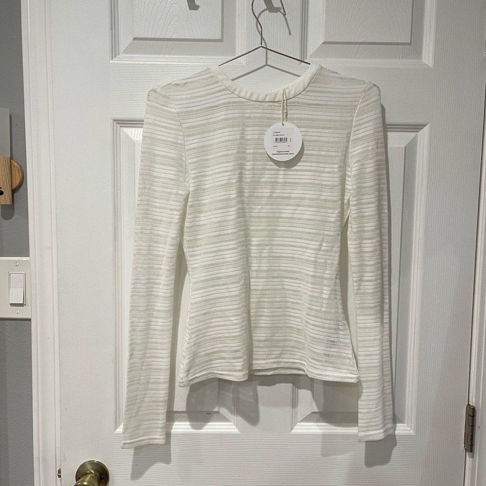 Finders Keepers White Ribbed Long Sleeve Top - Picture 2 of 3